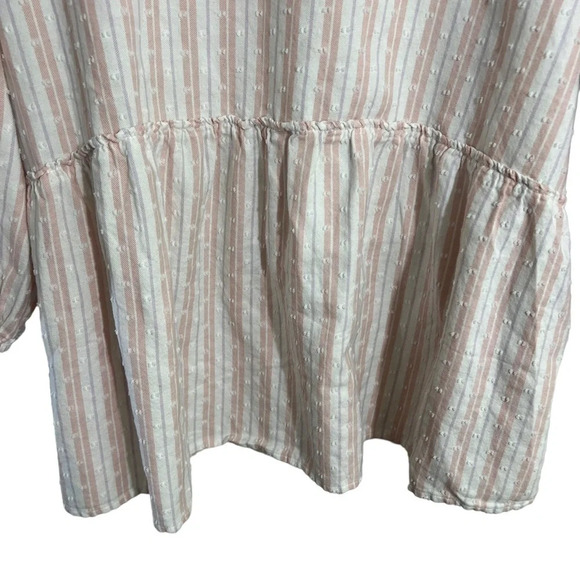 Time and Tru Pastel Striped Swiss Dot Blouse XXXL Babydoll Fit Keyhole Backside - Picture 4 of 6